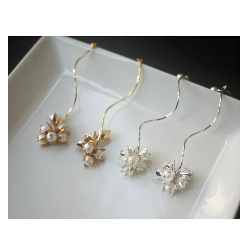舞風花 | 夾式耳環 | 穿式耳環 | clip-on/pierced earrings - 耳環/耳夾/耳骨夾 - 其他材質 多色