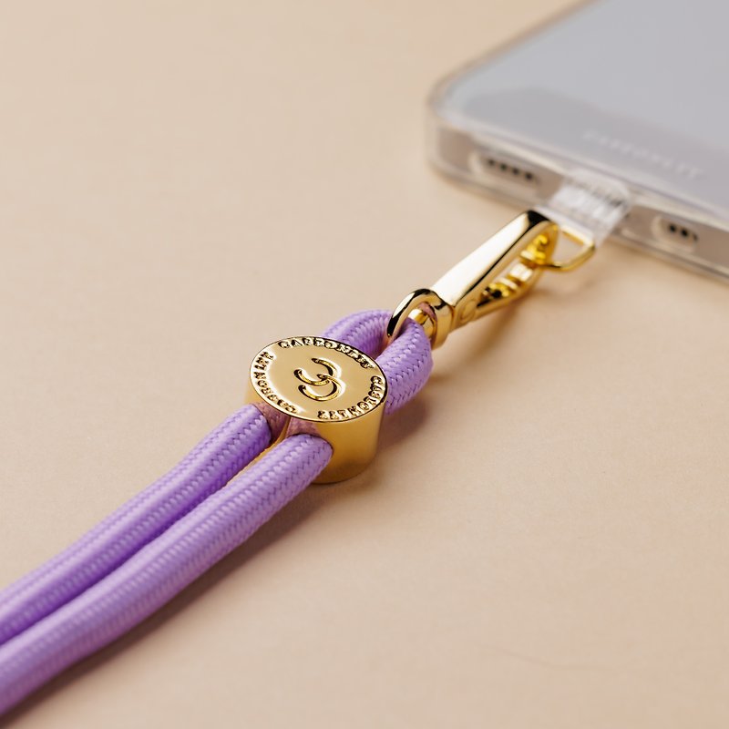 【6mm】薰衣紫編織便攜手機掛繩配透明夾片 - 手機配件 - 聚酯纖維 紫色