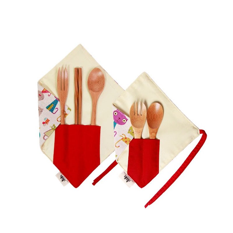 【Corner 1 + 1 parent-child chopsticks package】 Limited ex-gratia matching with the color of parent-child environmental protection - ช้อนส้อม - ผ้าฝ้าย/ผ้าลินิน หลากหลายสี