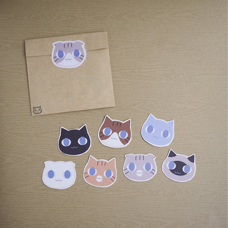 Hand Cut Stickers – Cats Heads－White - สติกเกอร์ - กระดาษ ขาว