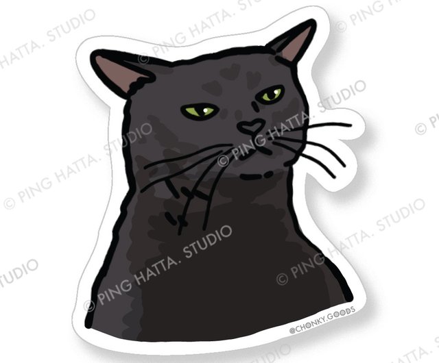 猫ミーム柄のダイカットステッカーです とっても面白くて可愛い