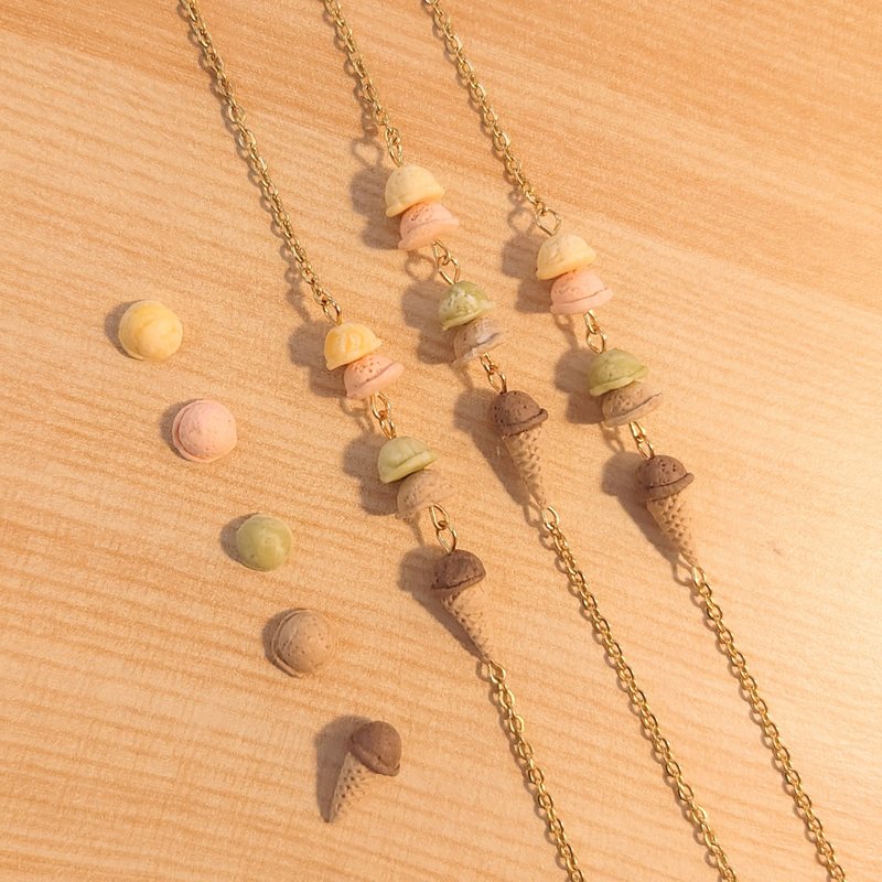 Cooling low-calorie ice cream customized necklace bracelet - สร้อยคอ - วัสดุอื่นๆ หลากหลายสี