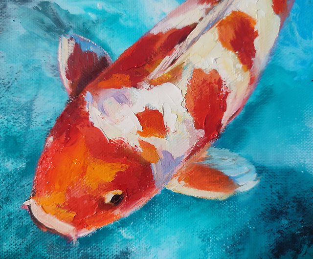 鯉の魚の絵鯉の油アート風水絵画日本のアートワーク鯉ウォールアート 