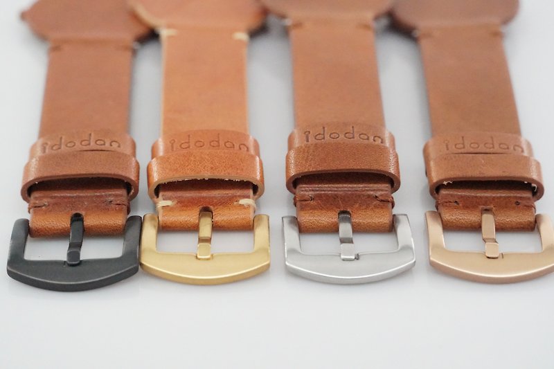 【Idodan】Reversible Italian Vegetable Tanned Leather Strap- Brown - Men's & Unisex Watches - Genuine Leather 