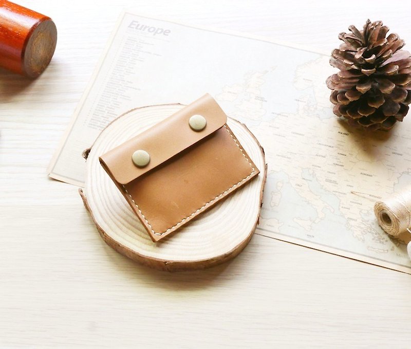 Coin purse leather wallet brown Japanese brown - กระเป๋าใส่เหรียญ - หนังแท้ สีนำ้ตาล