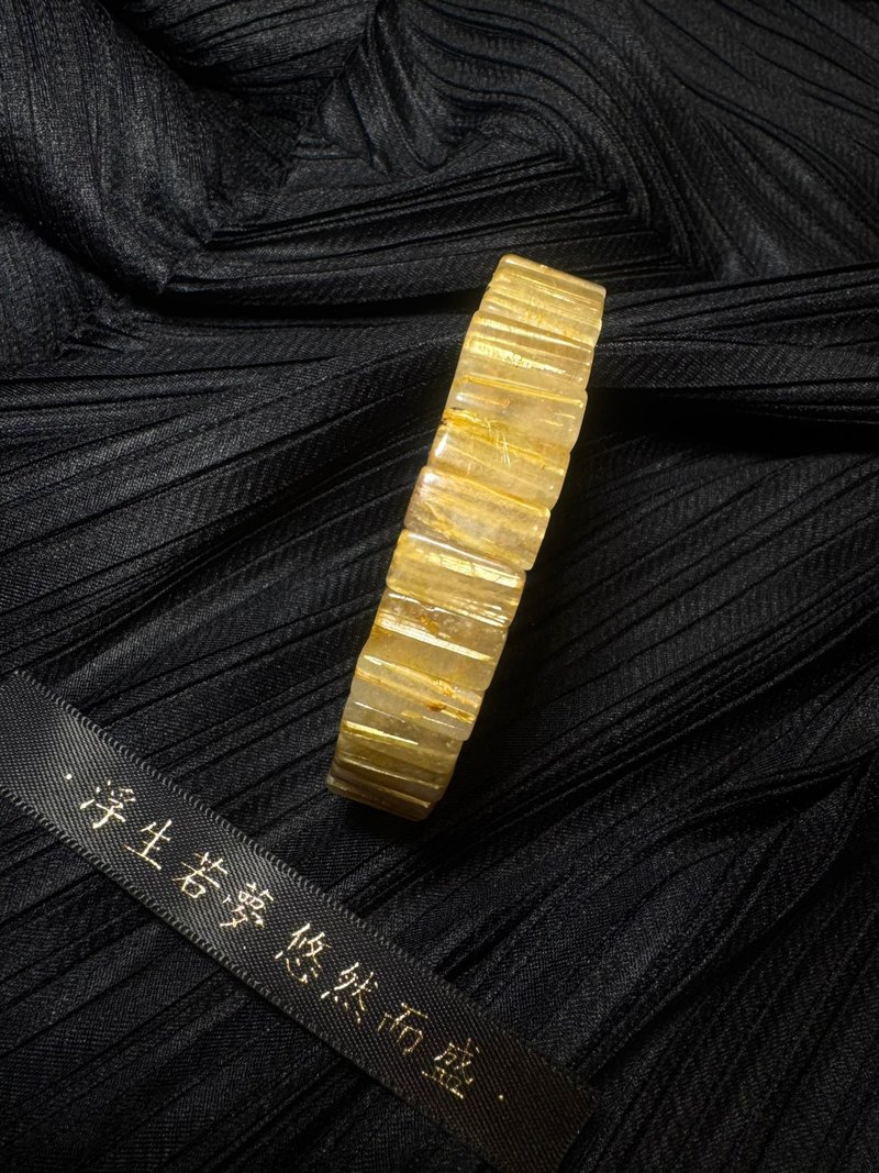 財富小金磚 。12mm鈦金 金髮晶 鈦晶 手排 手鏈 手串 Titanium - 手鍊/手環 - 水晶 黃色