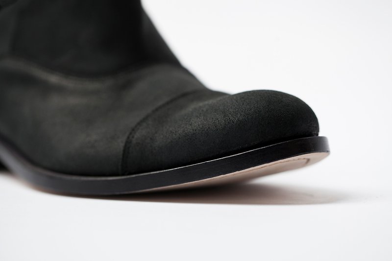ZOODY / /探検手作り靴/メンズ/加飾シートのストラップドレスシューズ/ダークグレイオイルワックス - 革靴 メンズ - 革 ブラック