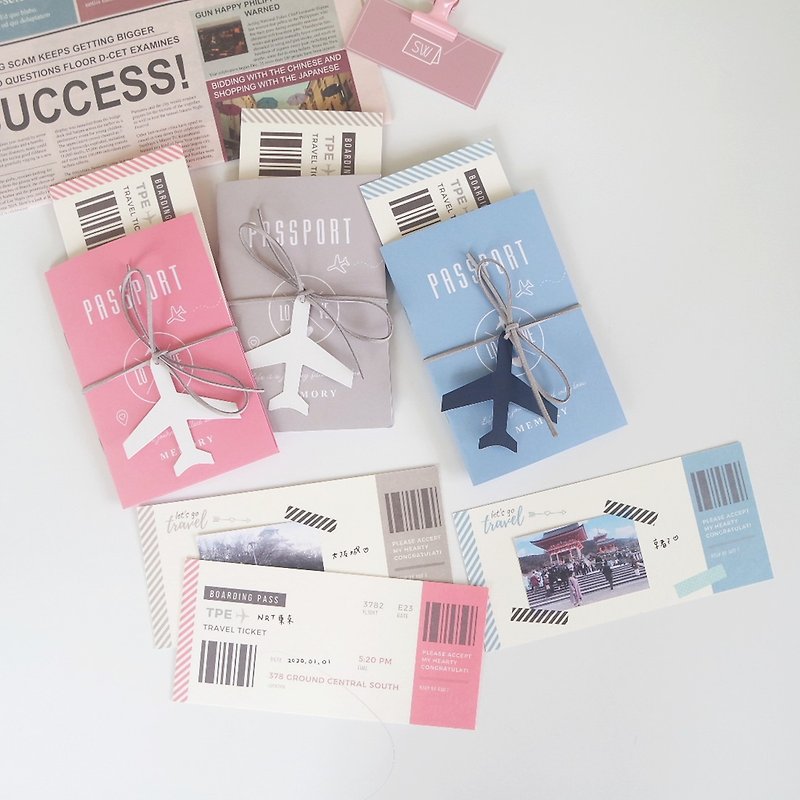 Ready stock/Travel passport + air ticket style card set-handmade birthday card - การ์ด/โปสการ์ด - กระดาษ 