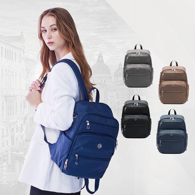 Anti-theft backpack 15-inch laptop bag anti-cut backpack water-repellent black blue gray brown - กระเป๋าเป้สะพายหลัง - ไนลอน สีดำ