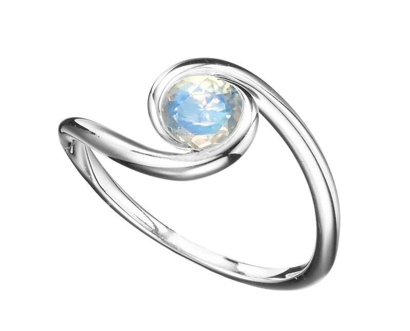 14k white gold moonstone ring. Moonstone engagement ring. Moonstone wedding ring - แหวนทั่วไป - เครื่องประดับ ขาว