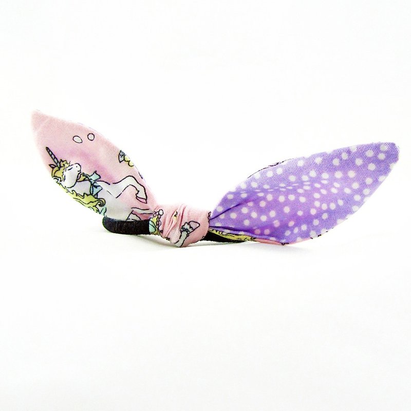 Kingdom of Dreams-Handmade Bunny Ears Bow Hair Tie - Hair Accessories - Cotton & Hemp Purple