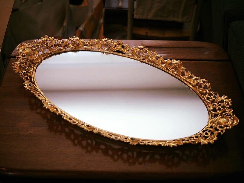 手工製 古董鏡面托盤-宮庭 - 碟子/醬料碟 - 其他金屬 金色