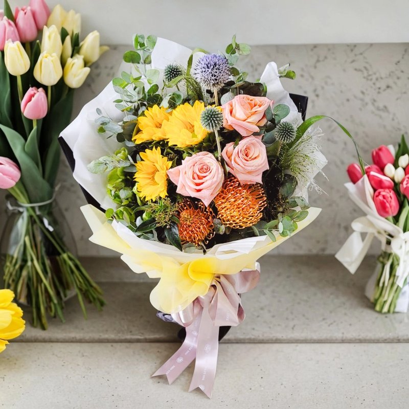 Flower Bouquet (Firework Chrysanthemum, Rose, Sunflower & others) GF00216 - ตกแต่งต้นไม้ - พืช/ดอกไม้ 