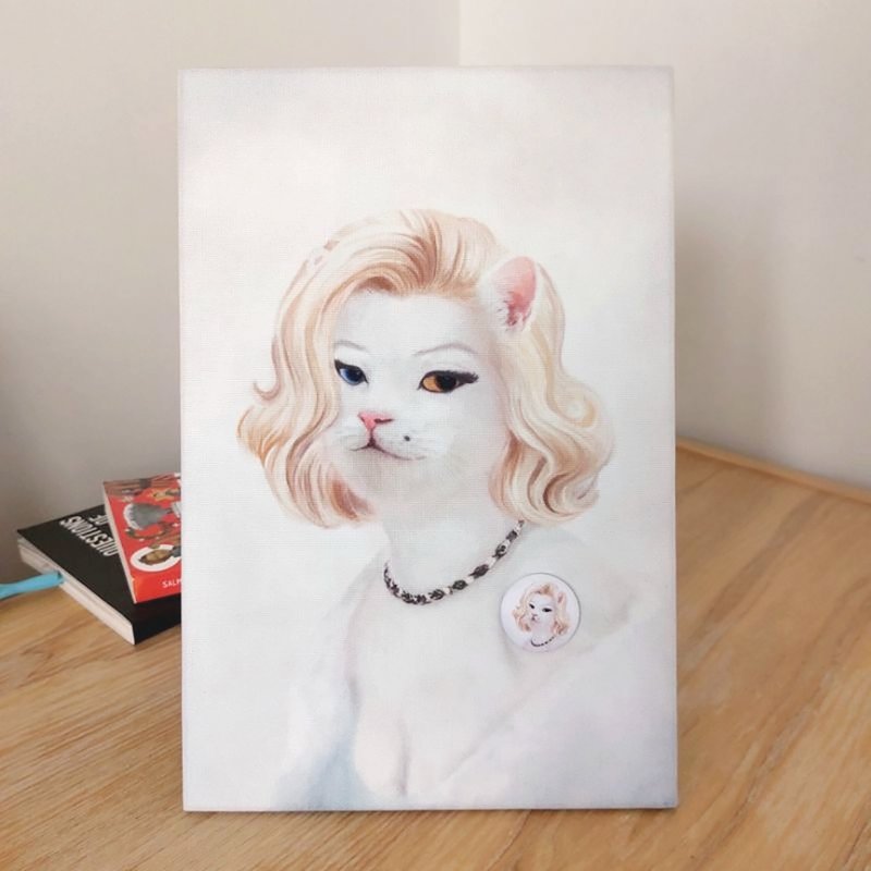 Magnetic board Painting of a cat, beautiful, sexy, Marilyn Monroe style - Items for Display - Other Materials 