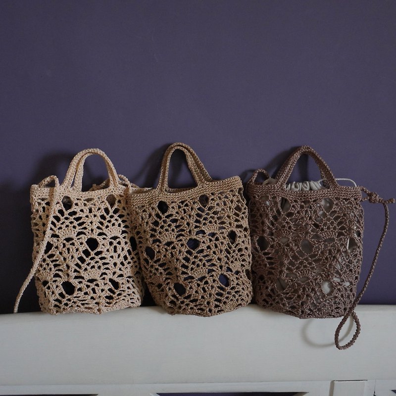 กระดาษ เย็บปัก/ถักทอ/ใยขนแกะ - [DIY Video Material Pack] Pineapple pattern small mesh bag crochet
