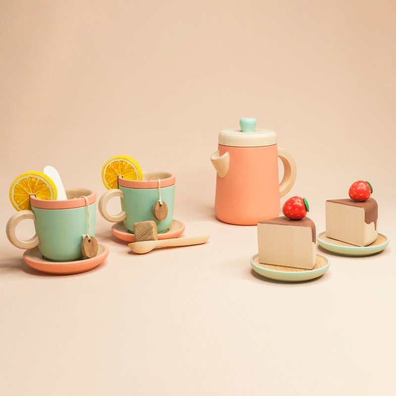 Wooden tea set DESERT and cake set for kids - 嬰幼兒玩具/毛公仔 - 木頭 多色