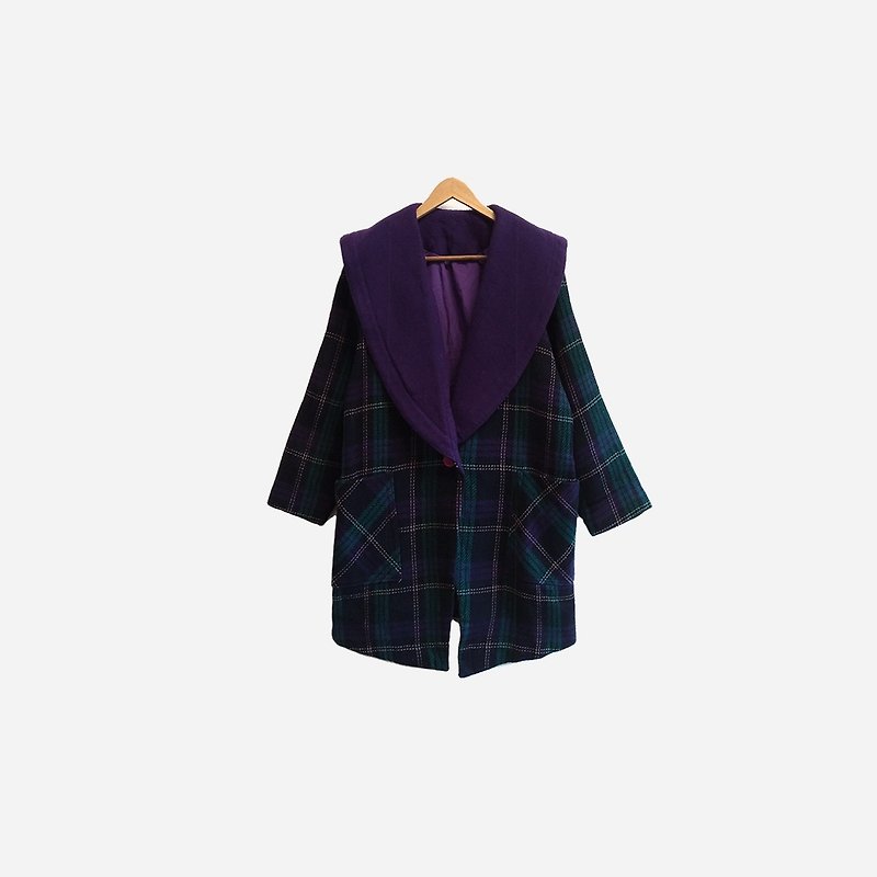 Vintage checked collar coat coat 409 - Women's Casual & Functional Jackets - Polyester Blue