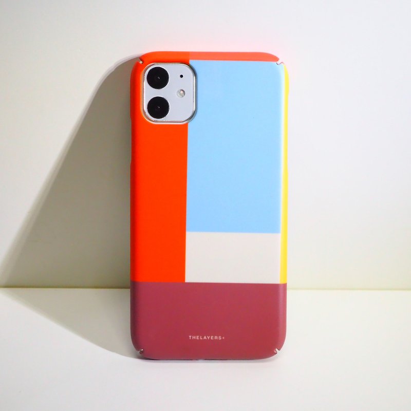 免費刻字 | 幾何簡約撞色方塊SUNNY BAY Phone case客製手機殼 - 手機殼/手機套 - 塑膠 紅色