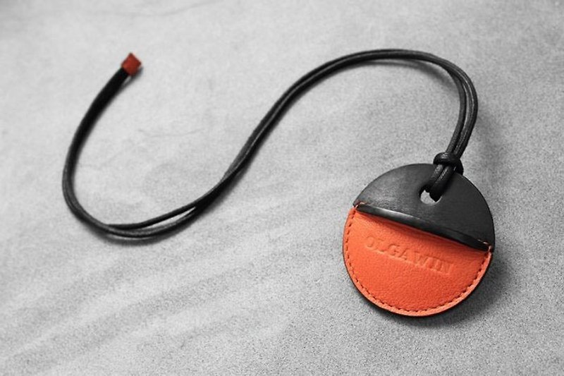 gogoro鑰匙皮套 黑+橘色客製化禮物 - 鑰匙圈/鑰匙包 - 真皮 橘色