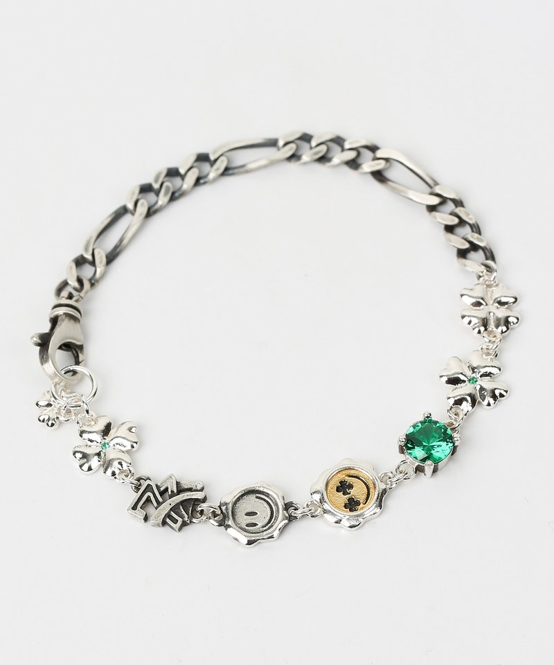 Clover smile cubic bracelet (925 silver) - 手鍊/手環 - 其他金屬 銀色