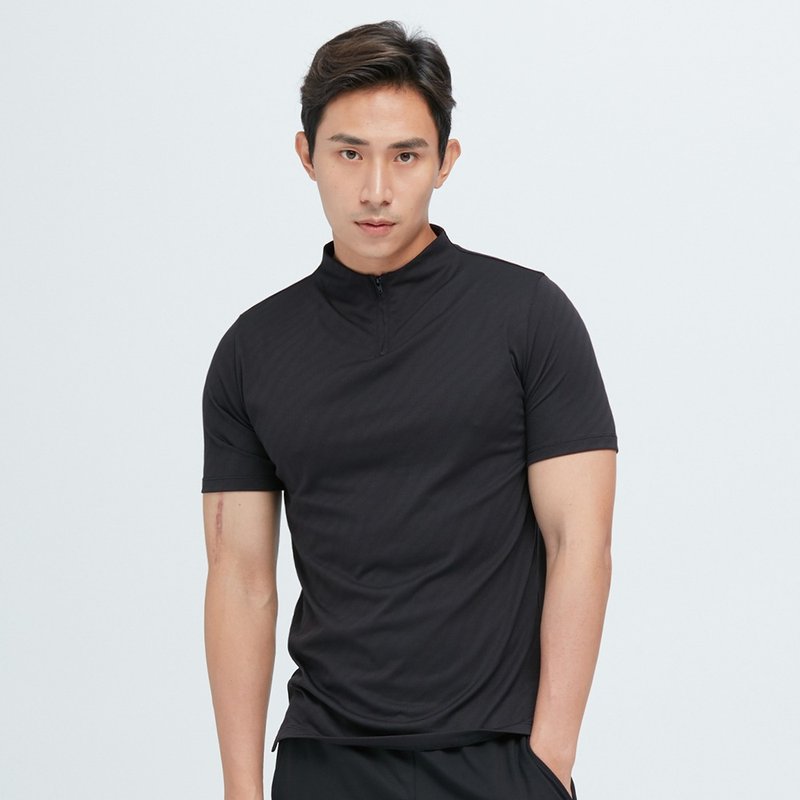 Cozee-抗菌除臭小高領合身吸排上衣(男)-隧海黑 - 男装 T 恤 - 聚酯纖維 黑色
