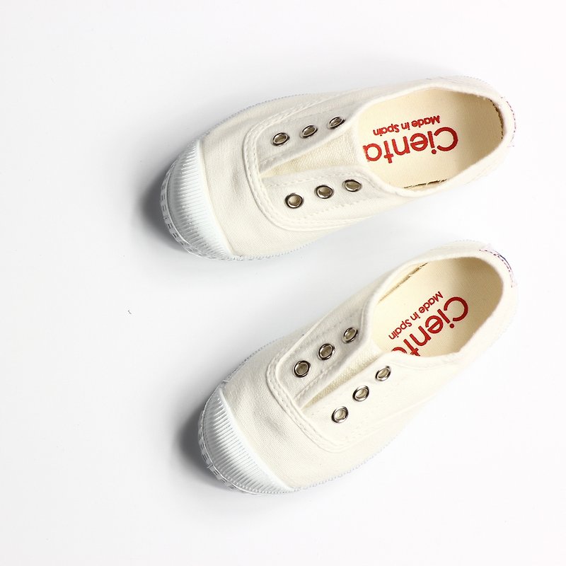 西班牙國民帆布鞋 CIENTA 童鞋尺寸 白色 香香鞋 70997 05 - 男/女童鞋 - 棉．麻 白色