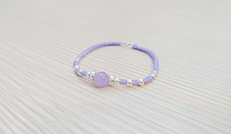 925 sterling silver wax bracelet gemstone bracelet natural lavender amethyst - สร้อยข้อมือ - เครื่องเพชรพลอย 