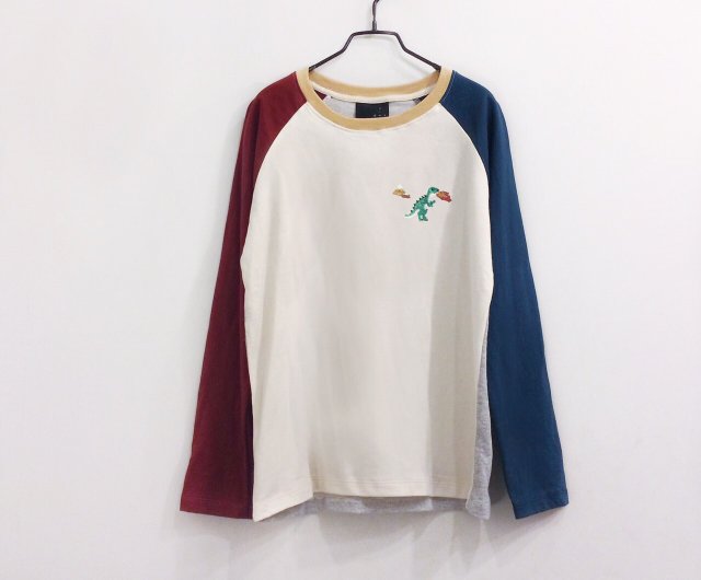 恐竜刺繍ロングスリーブトップ - ショップ WASHINGMACHINE's vacation