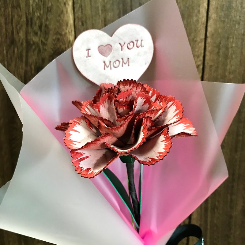 Hand-Dyed Leather Carnation Bouquet - Items for Display - Genuine Leather Multicolor