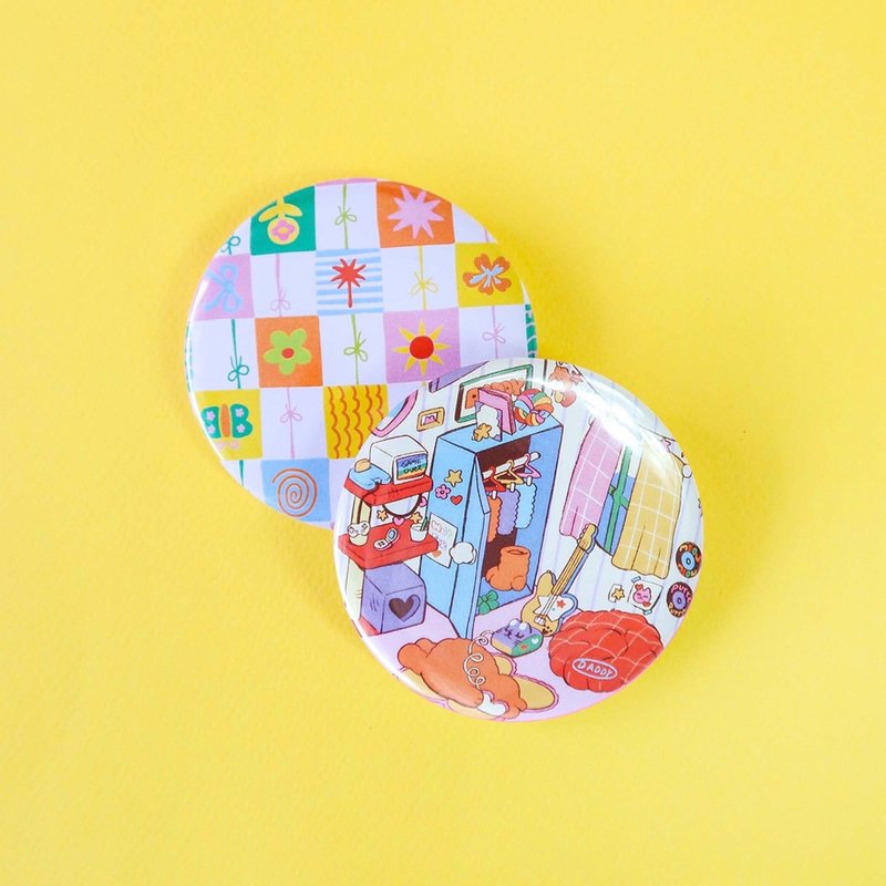 DADDY | Daddy Pocket Mirror, portable mirror, new pattern, super cute colors. - Other - Other Materials 