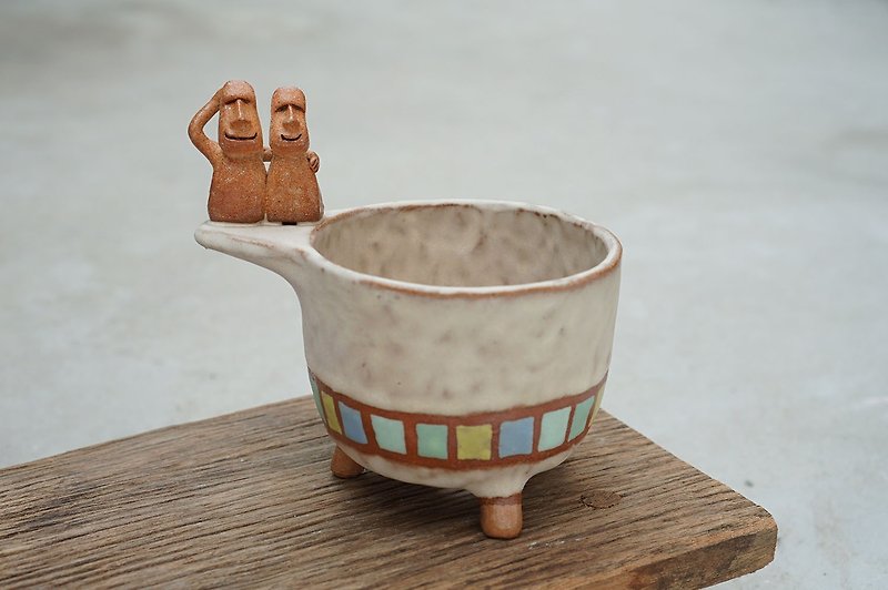 Plant pot with Moeyes ,cactus,ceramics,pottery,handmade - 植物/盆栽/盆景 - 陶 多色