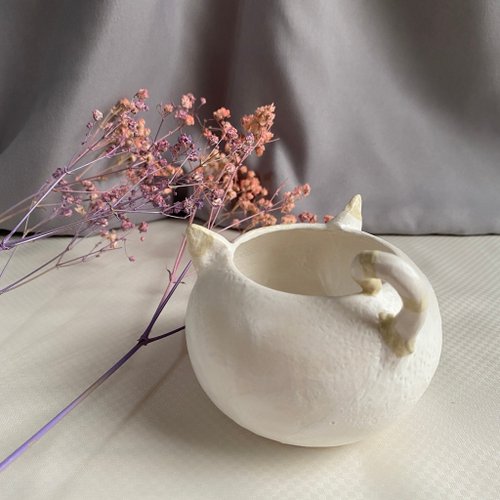 陶芸　手作り陶器　線文花入れ 陶芸 手作り陶器 線文花入れ