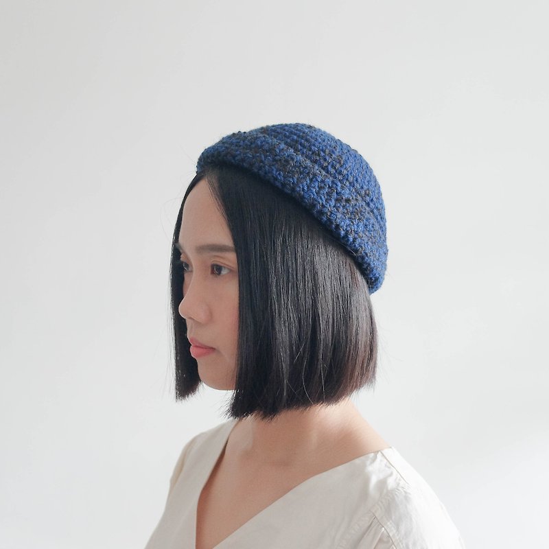 Crochet Sailor Hat/Navy - หมวก - ผ้าฝ้าย/ผ้าลินิน สีน้ำเงิน