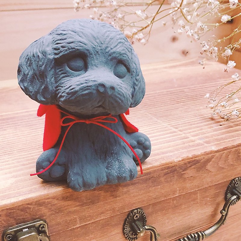 Dark Grey / Friendship forever / little Poodle / Diffuser Stone or Paperweight - ของวางตกแต่ง - ปูน สีดำ