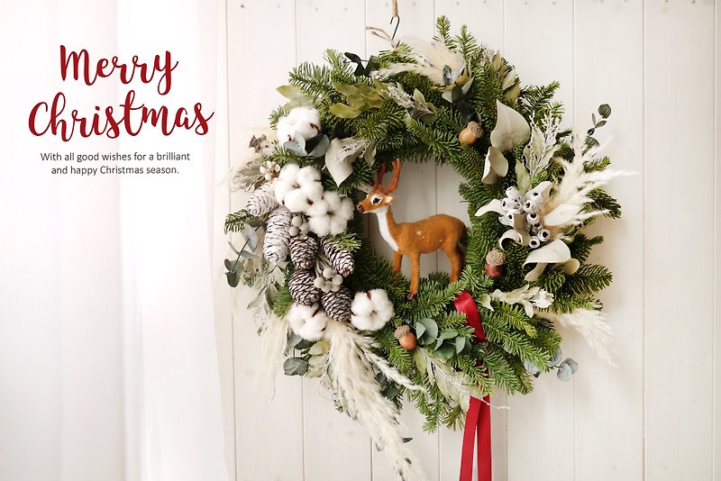 Forest Nobelson Wreath (Deer must be ordered separately) - Dried Flowers & Bouquets - Plants & Flowers Green
