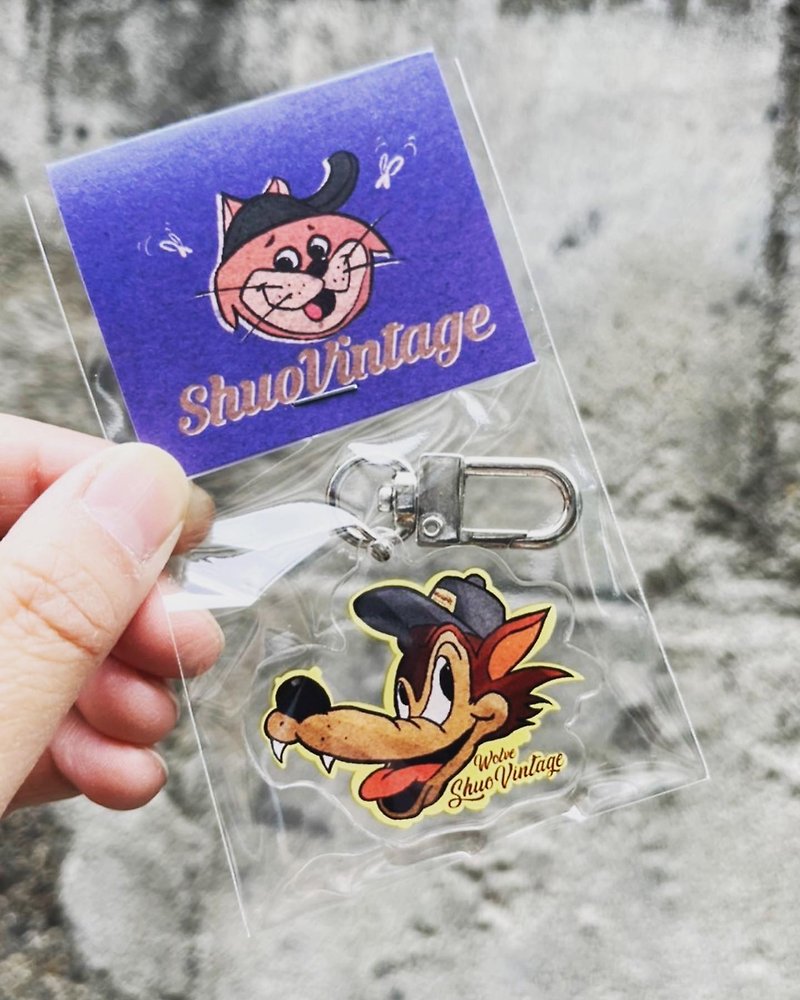 SV Wolf American Retro Hand Painted Multifunctional Acrylic Keyring - Keychains - Other Materials Multicolor