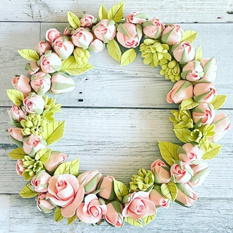 [Clay Art] Timeless beauty and tenderness eternal flower Wreath of rose buds - Plants - Pottery 