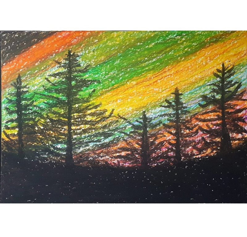 北極光北極光場景北方景觀藝術品 - 壁貼/牆壁裝飾 - 紙 多色