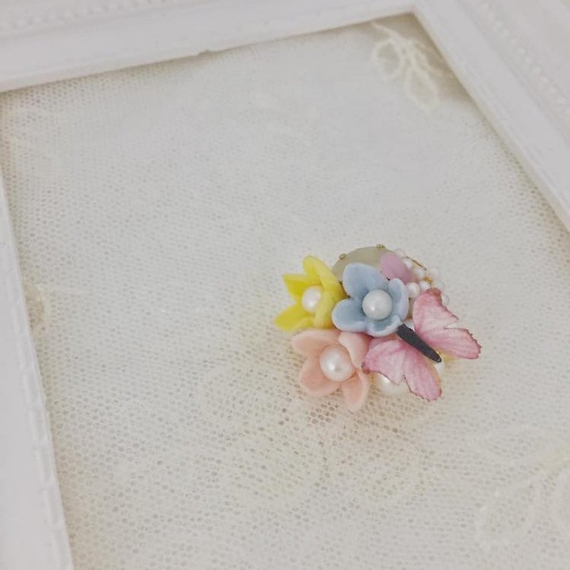 [Atelier A.] Butterflies clay brooch pin buckle - Brooches - Clay 