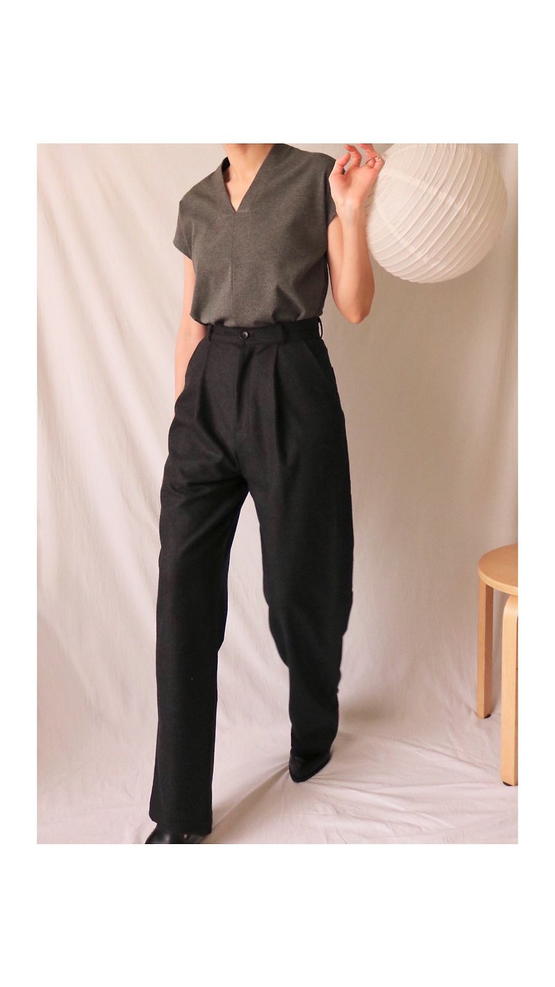 EMMA MAXI TROUSERS Mid-weight wool loose full-length suit pants *More colors available - Women's Pants - Wool Black