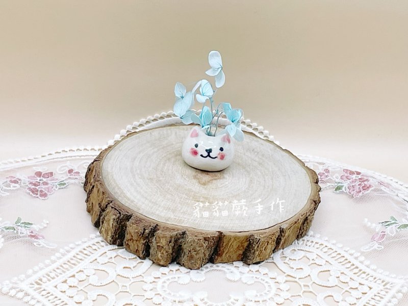 圓滾滾小白貓 線香座  薰香  療癒小物  小花瓶 多用途陶器  貓貓 - 擺飾/家飾品 - 瓷 白色