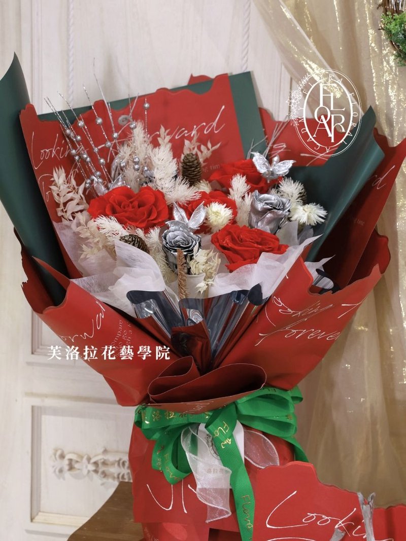 聖誕永生花束 - 乾燥花/永生花 - 植物．花 紅色