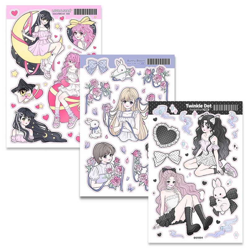 Love & Star / Bunny Bloom / Twinkle Dot - 貼紙 - 紙 