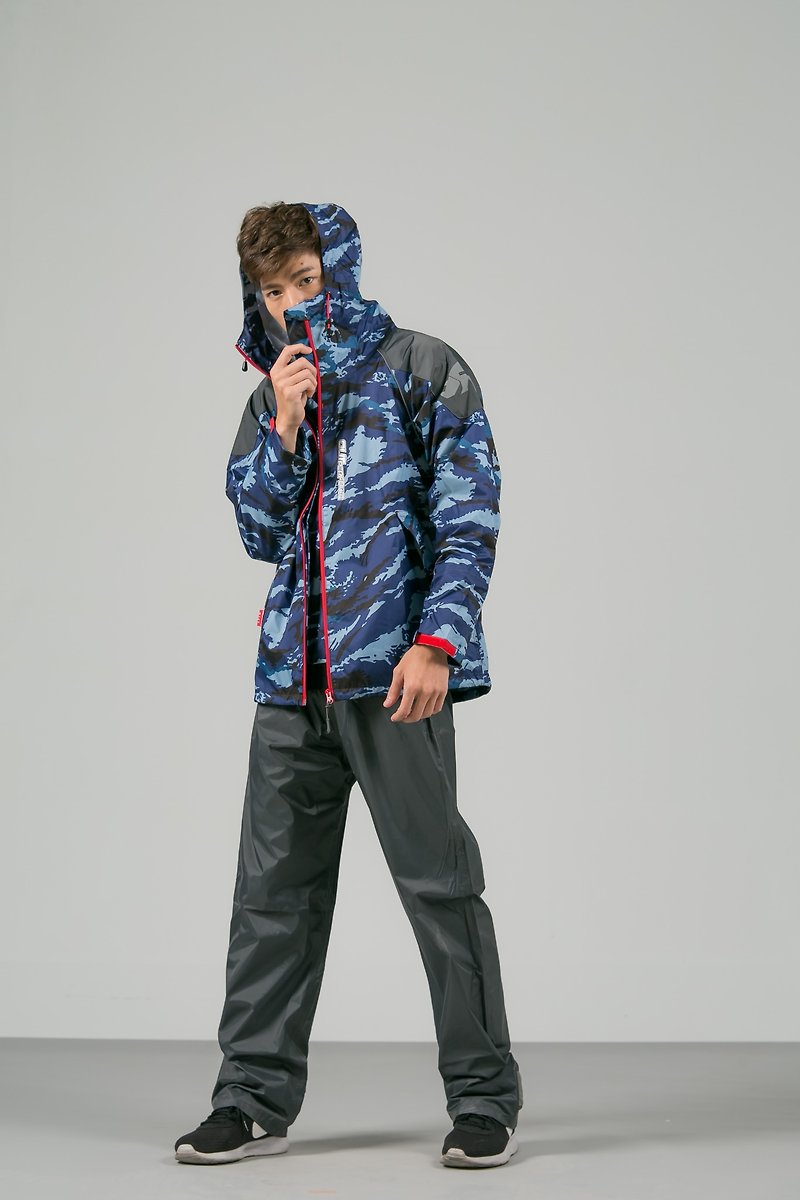 Saike ツーピース レインコート -ブルーカモフラージュ - 傘・雨具 - 防水素材 多色