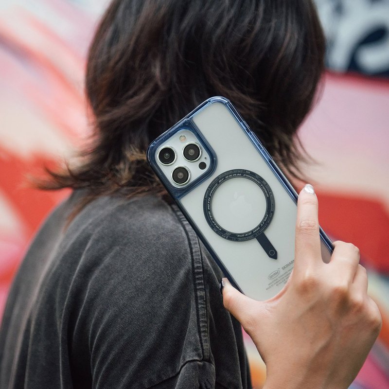 iPhone 15 系列 Saido低調風格磁吸防摔手機殼 附扣具-藍 - 手機殼/手機套 - 其他材質 藍色