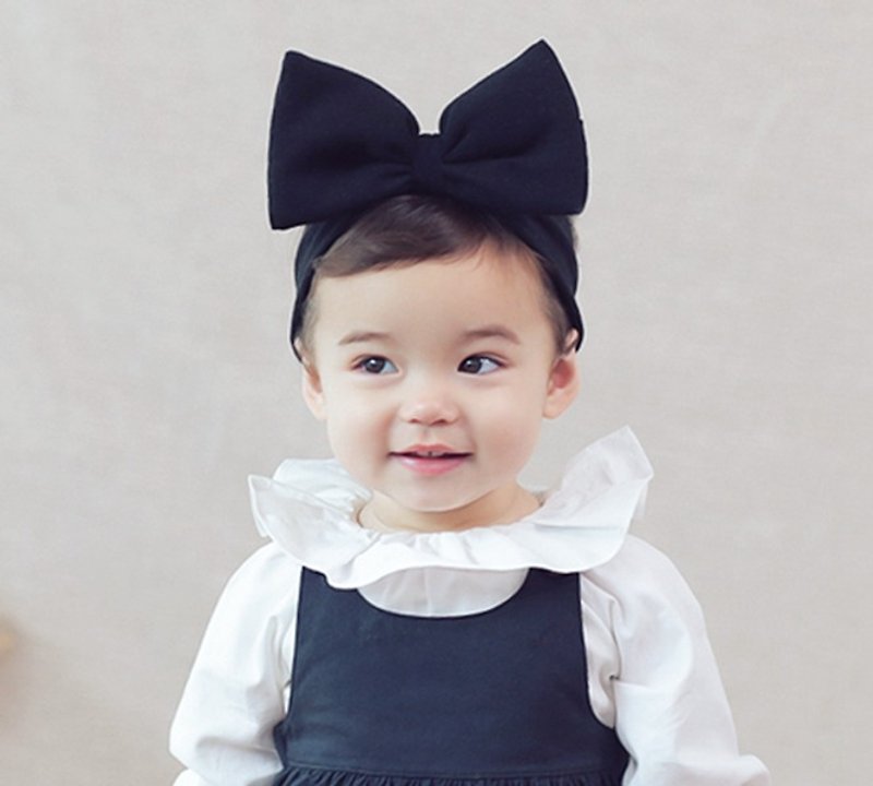 Happy Prince Asilri baby three-dimensional bow hair made in Korea - หมวกเด็ก - เส้นใยสังเคราะห์ สีดำ