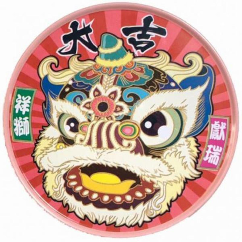 祥獅獻瑞【圓型杯墊】 - 杯墊 - 其他金屬 紅色