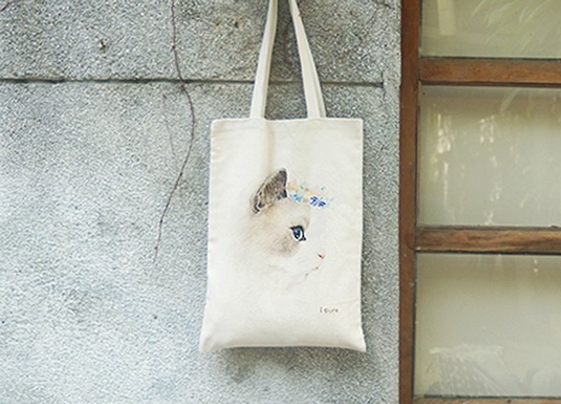 i bag mountain bag sea bag hand-painted canvas bag-A5. Persian cat - Messenger Bags & Sling Bags - Cotton & Hemp 
