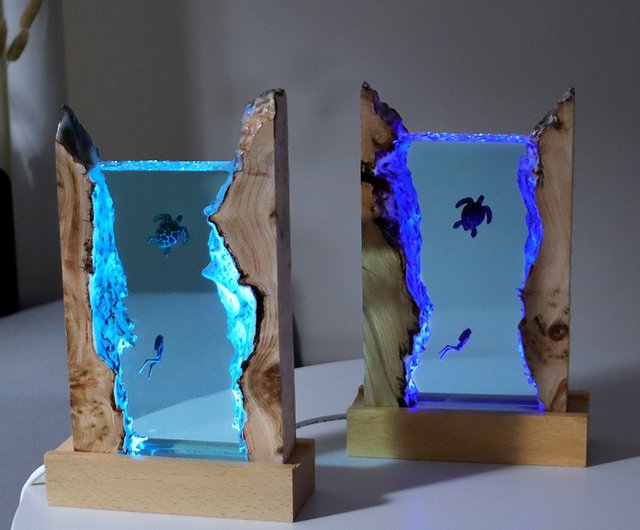 Blue Epoxy Resin Lamp 