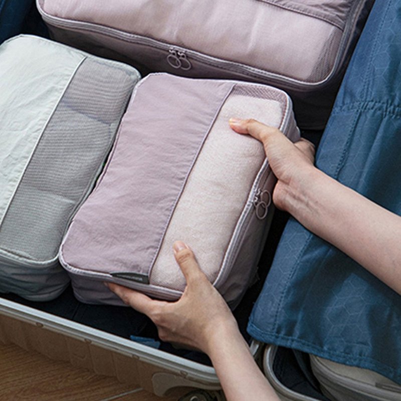 日本霜山 旅行壓縮收納袋/行李壓縮袋-S-3入-多色可選 - 行李箱/旅行袋 - 尼龍 粉紅色